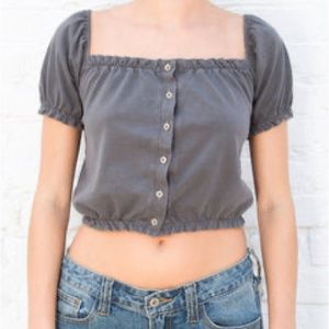 Brandy Melville Mira Button Top- Charcoal Perfect Condition